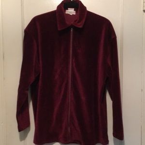 Jone’s New York Burgundy Velour Zip Front Top